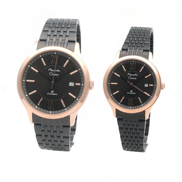 Alexandre Christie AC 8585 Rosegold Black Couple